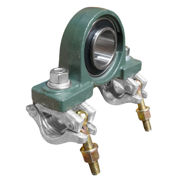 Bearing Clamp showing bearing on top with scaffold clamps on bottom