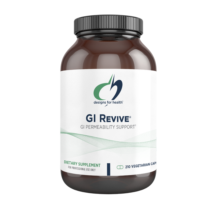 GI Revive® offers comprehensive support for optimum gastrointestinal health and function. The lining of the gut must have proper permeability and integrity not only so it can absorb nutrients, but also to prevent toxins, allergens, and microbes from gaining access to the bloodstream. Maintaining gut health is the key to maintaining overall wellness.*

Recommended Use: Take 7 capsules per day or as directed by your health-care practitioner.