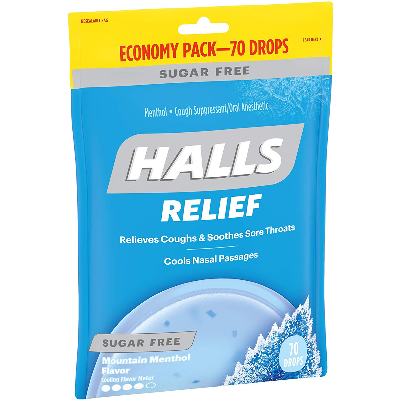 Halls Sugar Free Cough Drops Mountain Menthol 70ct Diabetic Corner