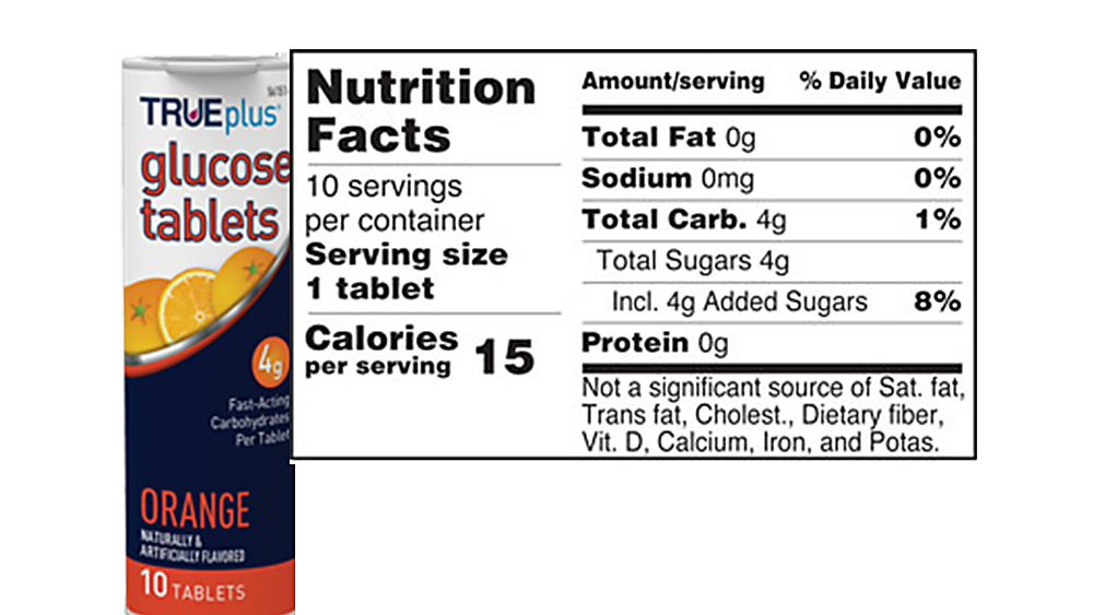 TRUEplus Glucose Tablets Orange 10 count [ 3 Pack ]