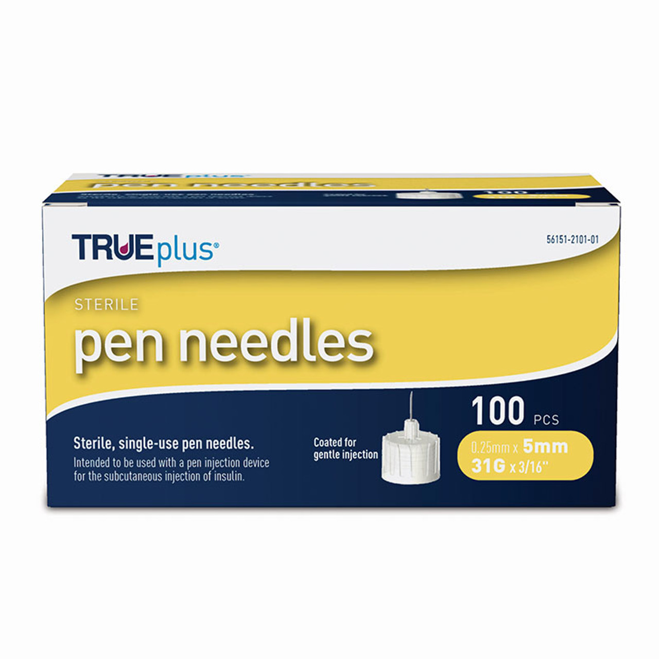 TRUEplus Sterile, Single-Use Pen Needles, 31G, 5mm (3/16 inch)