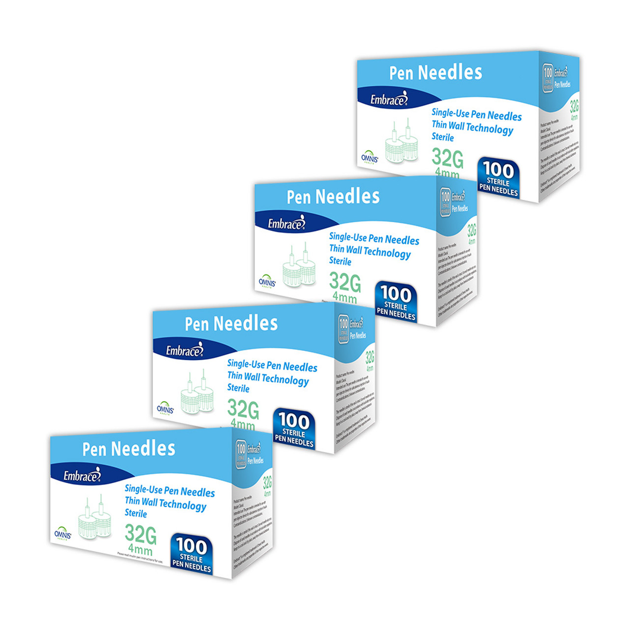  Embrace Insulin Pen Needles (32G 4mm) : Health & Household