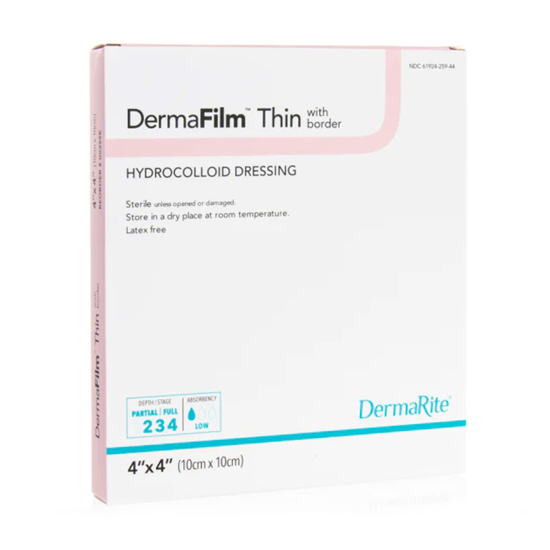 Dermafilm Hydrocolloid Wound Dressing, Thin With Border, 4