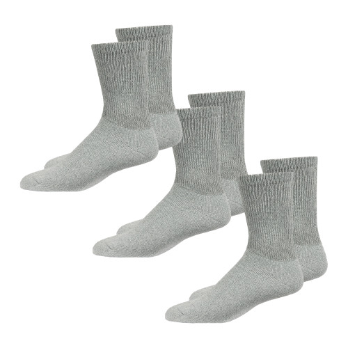 Overt Diabetic Cotton Blend Crew Socks for Optimal Circulatory Flow, Gray 3 Pair Size 9 - 11 By Curative Diagnostics Overt Diabetic Cotton Blend Crew Socks for Optimal Circulatory Flow, Gray 3 Pair Size 9 - 11 By Curative Diagnostics