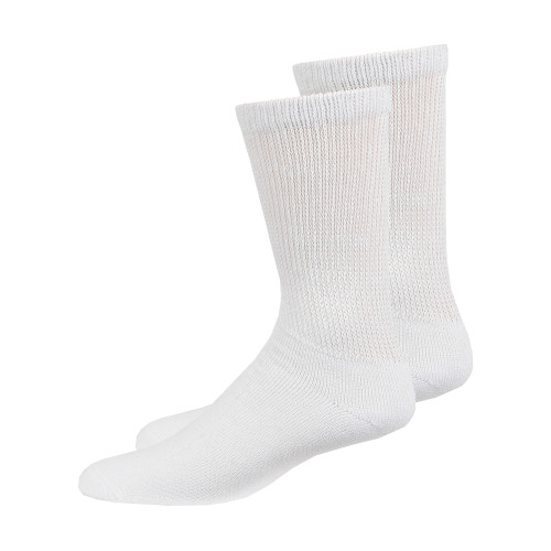 Overt Diabetic Cotton Blend Crew Socks for Optimal Circulatory Flow, White 3 Pair- Size 10-13 By Curative Diagnostics Overt Diabetic Cotton Blend Crew Socks for Optimal Circulatory Flow, White 3 Pair- Size 10-13 By Curative Diagnostics