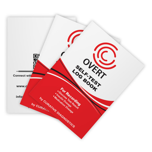 Overt Diabetic Log Book - Logbook for recording glucose reading and medication dosage [ 2 Pack ] By Curative Diagnostics