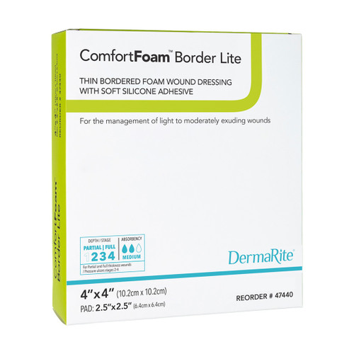 Comfortfoam Silicone Foam Border Lite Dressing, 4" X 4" Comfortfoam Silicone Foam Border Lite Dressing, 4" X 4"