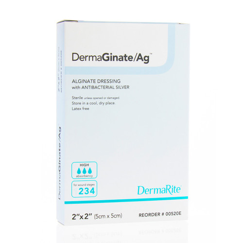 Dermaginate Ag Alginate Wound Dressing With Antibacterial Silver, 2" X 2" Dermaginate Ag Alginate Wound Dressing With Antibacterial Silver, 2" X 2"