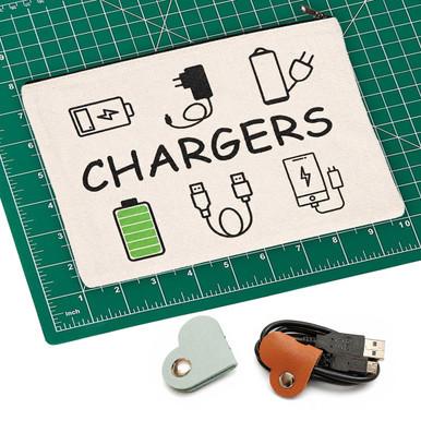 Overt Diabetic Supplies Pouch Set with Heart Charger, Cable, Charging Block, and Two Holders