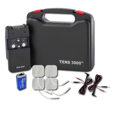 Roscoe TENS 3000 Analog Unit by Roscoe Medical with device, electrodes, lead wires, and carrying case – complete pain relief system