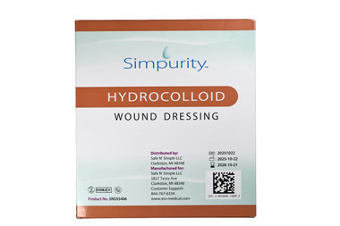 Safe N' Simple 6x6 hydrocolloid wound dressing packaging