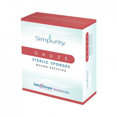 Safe n Simple Simpurity bordered gauze dressing 4x5 in sterile packaging