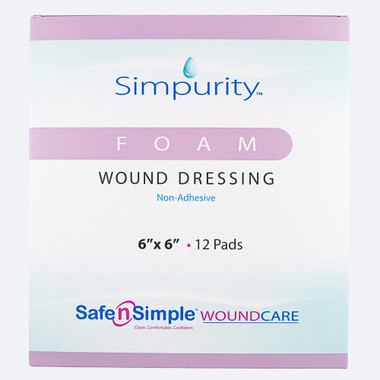 Safe N' Simple Simpurity Foam Wound Dressing in a sterile packet