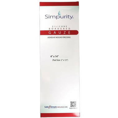 Safe N' Simple Simpurity Silicone Bordered Gauze Dressing in sterile packaging