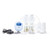 Ameda Mya Joy PLUS deluxe edition double electric breast pump with tote bag and complete accessories on white background