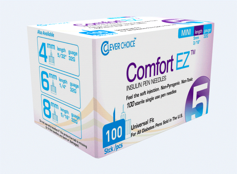 Clever Choice Comfort EZ™ Needles 32G 5mm (3/16") - 100 Count