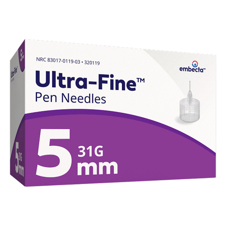 BD Ultra-Fine Mini Pen Needles 5MM 3/16 inch 31 Gauge Box of 90 [58320882]