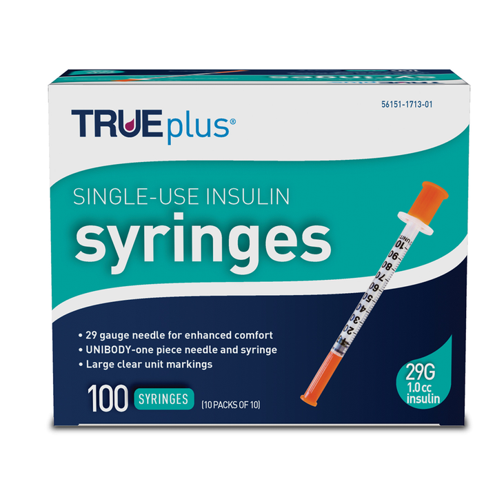 TRUEplus U-100 Insulin Syringe 29G x 1/2" - 1.0 cc 100 ct #S4H01C29 TRUEplus U-100 Insulin Syringe 29G x 1/2" - 1.0 cc 100 ct #S4H01C29