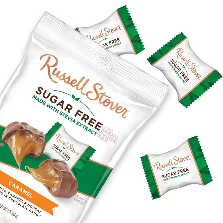 Russell Stover Chocolate Candy, Sugar Free, Peanuts, Caramel & Nougat - 3 oz