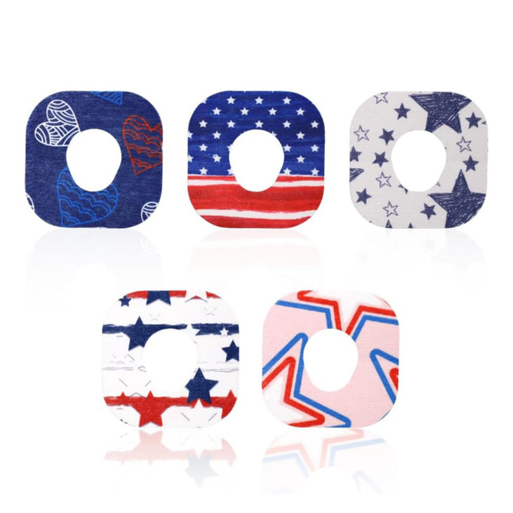 Overt Dexcom CGM Patch -Patriotic Design/Stars and Stripes [ 5 Pack ] For G7 and Stelo