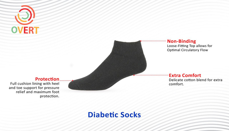 Overt Diabetic Cotton Blend Ankle Socks for Optimal Circulatory Flow, Black 3 Pairs - Size 10-13 By Curative Diagnostics Overt Diabetic Cotton Blend Ankle Socks for Optimal Circulatory Flow, Black 3 Pairs - Size 10-13 By Curative Diagnostics