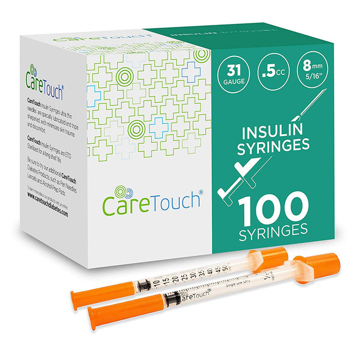 Care Touch U-100 Insulin Syringes 31g 5/16" - 8mm .5cc #CTIS315 Care Touch U-100 Insulin Syringes 31g 5/16" - 8mm .5cc #CTIS315