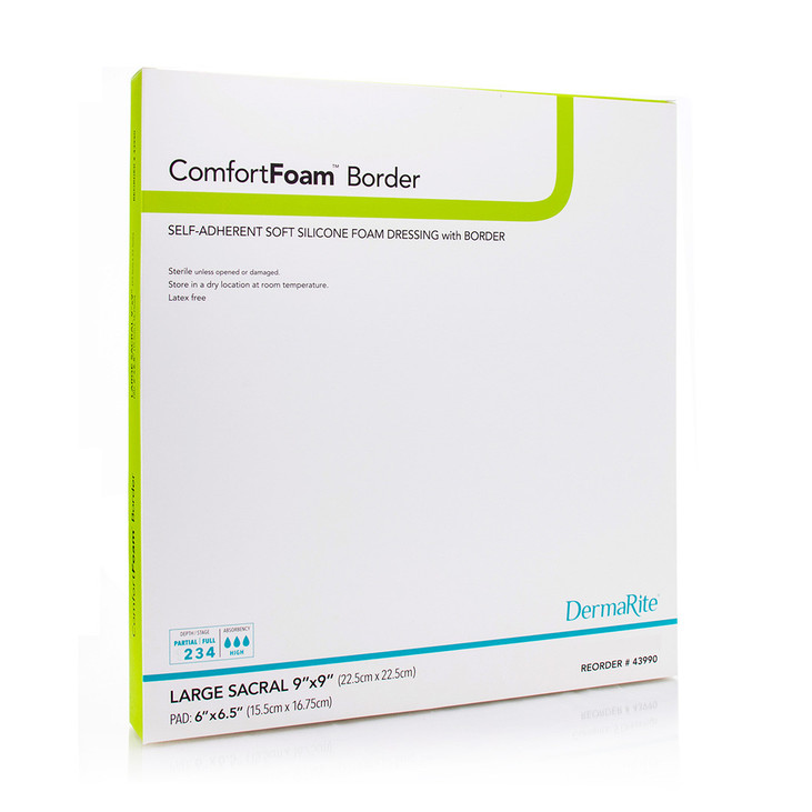 Comfortfoam Silicone Sacral Foam Dressing, Large, 9" X 9" Comfortfoam Silicone Sacral Foam Dressing, Large, 9" X 9"