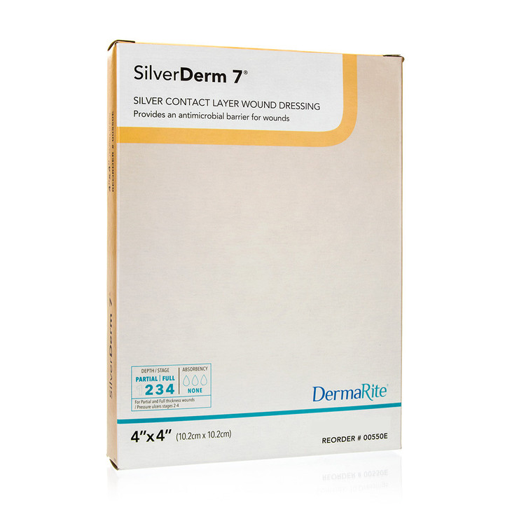 Silverderm 7 Silver Contact Layer Dressing, 4" X 4" [ 10 Pack ]