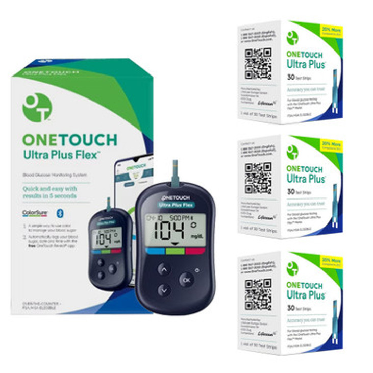 OneTouch Ultra Plus Flex Diabetes Testing System with 90 Test strips OneTouch Ultra Plus Flex Diabetes Testing System with 90 Test strips
