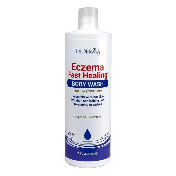 TriDerma Eczema Body Wash being rinsed off – leaves skin feeling soft, comfortable, and not tight