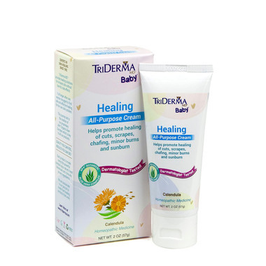 TriDerma Baby All Purpose Healing Cream 2 oz tube – gentle baby healing cream for diaper rash, chafing and dry skin