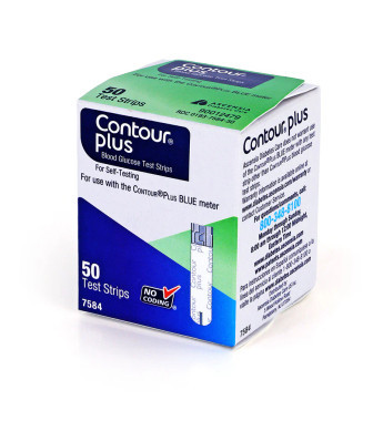 Contour Plus Test Strips vial – no coding required for use with Contour Plus Blue meter