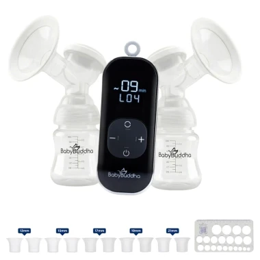 Baby Buddha Portable Primary Breast Pump with EasyFit Kit unit with lanyard – compact design smaller than a smartphone