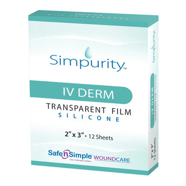 Safe N Simple silicone film dressing on an IV site for protection