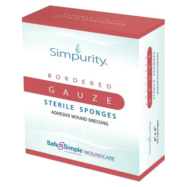 Safe n' Simple adhesive bordered gauze dressing 3x6 in sterile packaging