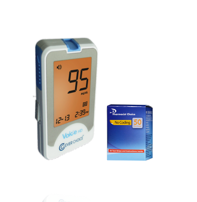 Pharmacist Choice Auto-Code Voice Blood Glucose Meter With 50 Strips