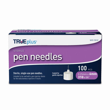 Trividia Health TRUEplus 5-Bevel Sterile, Single-Use Pen Needles, 31G, 5mm (1/4 inch) - 2 Pack