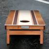 Classic Stripes Mahogany Brown and Orange Silver Series Cornhole Boards