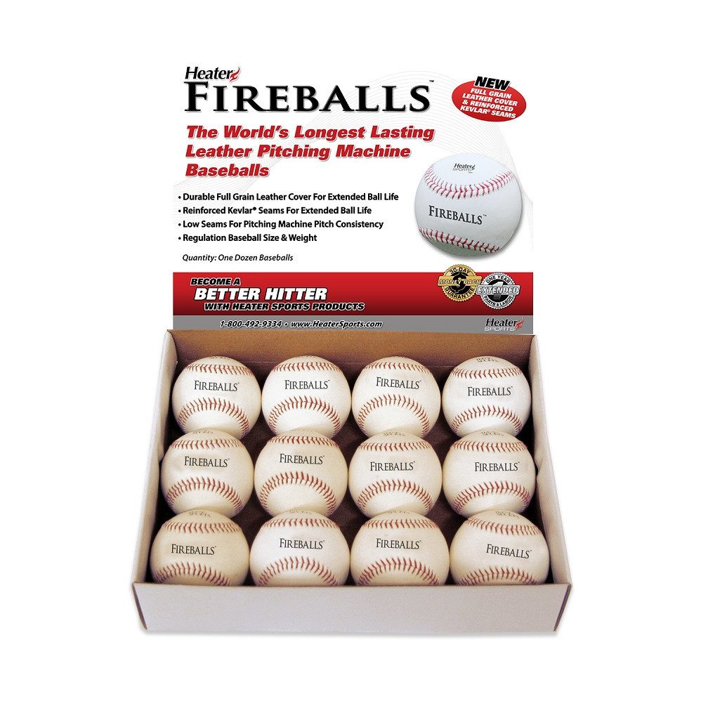 Fireballs Leather Pitching Machine Baseballs AchillionSports