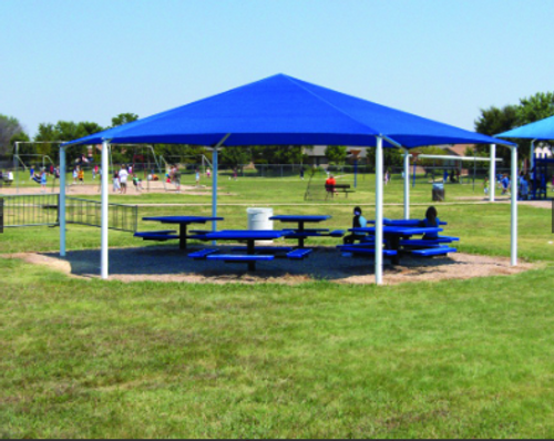 Hexagon Fabric Shade Structure - 10'H Entrance