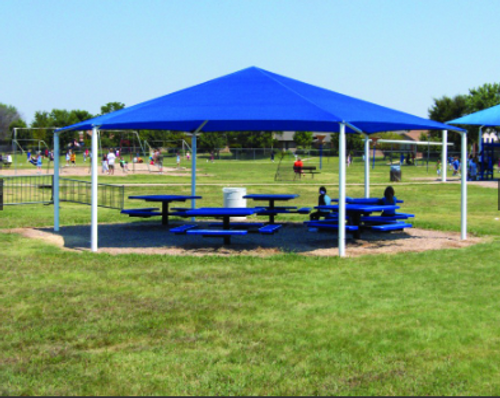 Hexagon Fabric Shade Structure - 12'H Entrance