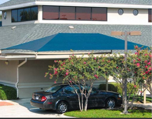 Hanging Cantilevered Fabric Shade - 8'H Entrance