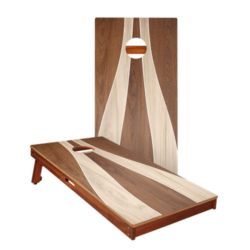 Wood Curvy Triangle Silver Series Cornhole Boards