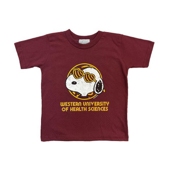 WesternU Snoopy Heart Glasses Youth T-Shirt