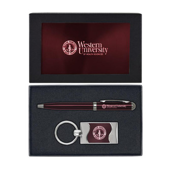 WesternU Wave Key Tag and Gel Pen Set Burgundy