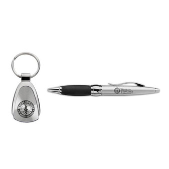 WesternU Teardrop Key Tag and Pen Set Silver