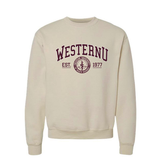 WesternU Seal 1977 Crewneck Sweatshirt Sand