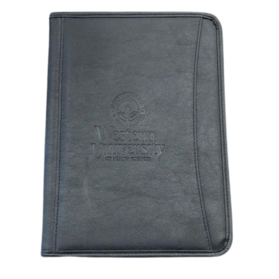 Westernu Zipper Padfolio Black Debossed