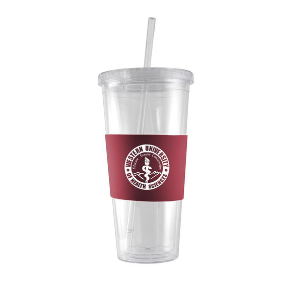 Silicone Acrylic Tumbler 24 Oz Burgundy