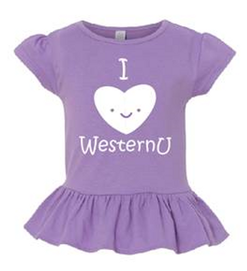 I Heart WesternU Girls Ruffle T-Shirt Purple (Clearance)